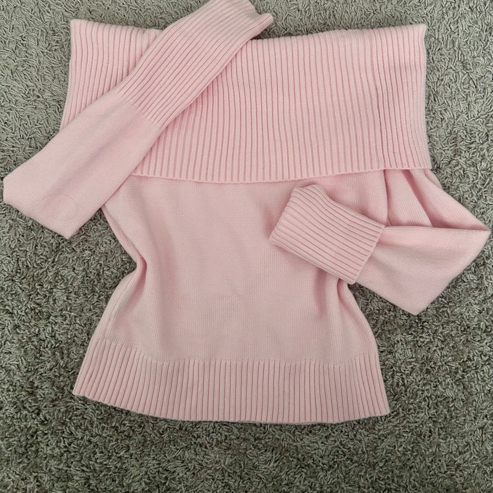 Pink Off-Shoulder Sweater - Picture 3 of 3